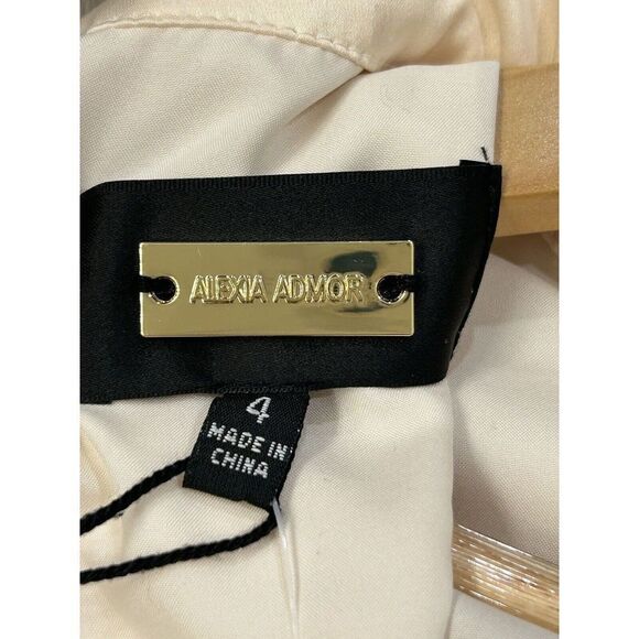 Alexia Admor Mockneck MIDI Dress Champagne NWT Size 4 Women’s - Picture 13 of 14